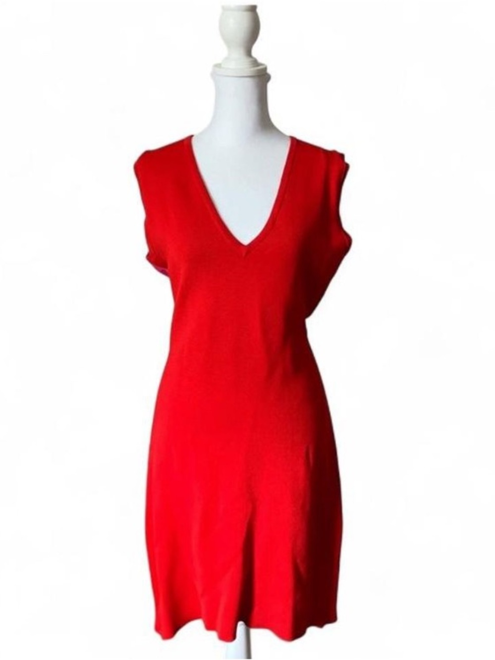 Yigal Azrouel Red Colorblock Sleeveless Wool Blend Dress size Large - Picture 2 of 9